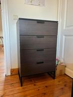 Donkerbruin dressoir met 4 laden, Ophalen, 50 tot 100 cm, Zo goed als nieuw, 3 of 4 laden