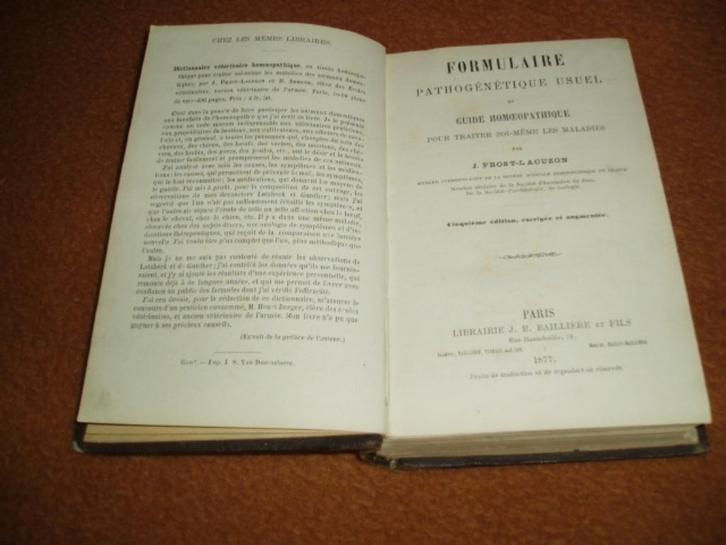 2 livres sur l'homéopathie dont 1 de 1877, Antiek en Kunst, Antiek | Boeken en Manuscripten, Ophalen of Verzenden