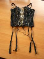 Kanten zwarte goudkleurige satijnen bustier jarretelhouders, Enlèvement ou Envoi