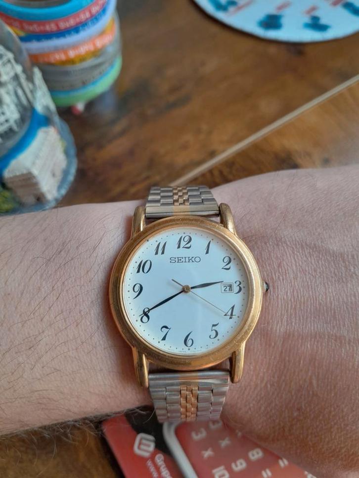 Seiko Vintage Quartz horloge, Handtassen en Accessoires, Horloges | Antiek, Polshorloge, Seiko, Staal, Met bandje, Verguld, Ophalen of Verzenden