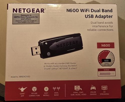 NETGEAR N600 WiFi Dual Band USB Adapter - als nieuw, Computers en Software, WiFi-versterkers, Zo goed als nieuw, Ophalen of Verzenden