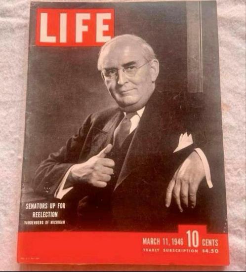 Life Magazine 11 Maart 1946 Senator vandenberg of Michigan, Verzamelen, Tijdschriften, Kranten en Knipsels, Tijdschrift, 1940 tot 1960