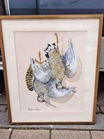 Aquarelle oiseaux signe paul georges klein, Antiek en Kunst, Ophalen of Verzenden