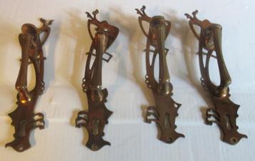 4 bronzen art nouveau deurknoppen handvaten krukken Horta beschikbaar voor biedingen