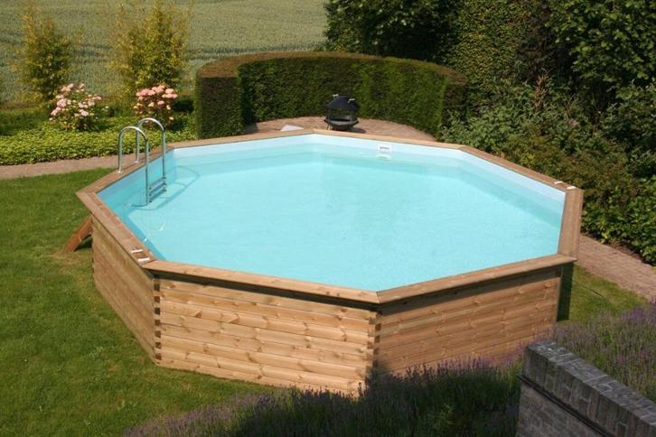Houten zwembad - Octoo 4,2 m - Hoogte 133 cm, Tuin en Terras, Zwembaden, Nieuw, Opzetzwembad, 120 cm of meer, 400 cm of meer, Rond