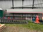 3x20 treden, aluminium ladder met trekkoord +- 14 meter hoog, Doe-het-zelf en Bouw, Ladders en Trappen, Ophalen, Gebruikt, Ladder