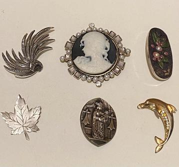 Set van 6 vintage broches, prijs: 25€ beschikbaar voor biedingen