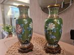 2 cloissoné vazen groen. In emaille. Vintage, Ophalen