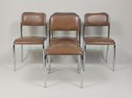 4 x Vintage Stoelen in Skai Leer, Jaren 70 - 80, Huis en Inrichting, Ophalen, Gebruikt, Bruin, Vintage