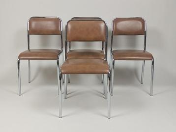 4 x Vintage Stoelen in Skai Leer, Jaren 70 - 80 beschikbaar voor biedingen