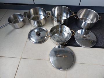 3 kookpotten (2x6L,1x7L) en steelpan (2L) beschikbaar voor biedingen