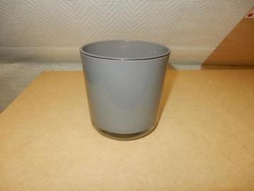 nr.1415 - Glazen bloempot grijs, Enlèvement, Rond, Intérieur