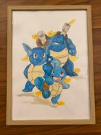 Pokémon - Squirtle, Wartortle, Blastoise in Aquarel, Antiek en Kunst, Kunst | Tekeningen en Fotografie, Ophalen of Verzenden