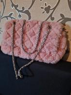Zachte Roze teddy handtas met zilver kleurige ketting, Ophalen of Verzenden, Zo goed als nieuw, Roze, Handtas