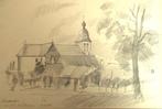 Potloodtekening Hombeek van over de Zenne - L. Boschmans, Antiek en Kunst, Kunst | Schilderijen | Klassiek, Ophalen of Verzenden