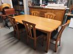 Moderne eiken tafel met 5 stoelen, Huis en Inrichting, Complete eetkamers, Ophalen