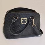 FURLA zwarte tas met reliëf en gouden logo, Ophalen, Gebruikt, Zwart, Handtas