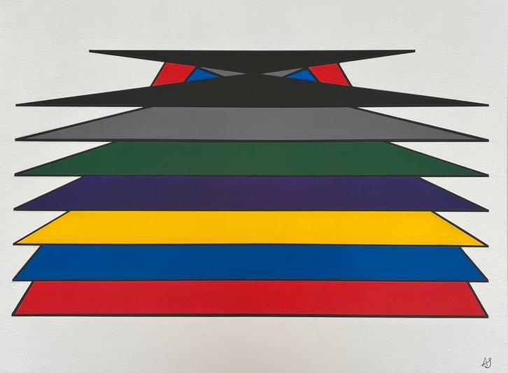 Gestapelde Harmonie, Antiek en Kunst, Kunst | Schilderijen | Abstract, Ophalen of Verzenden