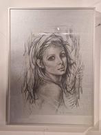 Vintage Giuseppe Tarantino 1916-1999 vrouw hoofd , in kader, Antiek en Kunst, Ophalen