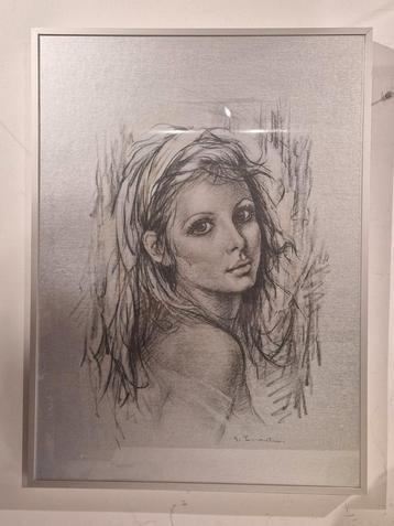 Vintage Giuseppe Tarantino 1916-1999 vrouw hoofd , in kader beschikbaar voor biedingen