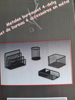 Nieuwe bureauset met 4 zwarte metalen accessoires., Ophalen of Verzenden, Nieuw