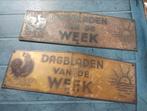 koperen plaatjes haan zon dagbladen van de week, Antiek en Kunst, Ophalen of Verzenden