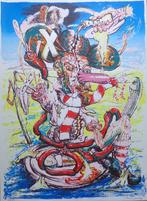 FRED BERVOETS / TROUWE SUPPORTER / KLEURZEEFDRUK / 75x55cm, Antiek en Kunst, Kunst | Litho's en Zeefdrukken, Ophalen of Verzenden