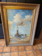 Olieverf op doek 'De garnaalvissers' - Van Viet, Ophalen