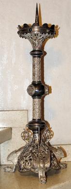 Penkandelaar met drakenvoet., Ophalen of Verzenden, Zilver