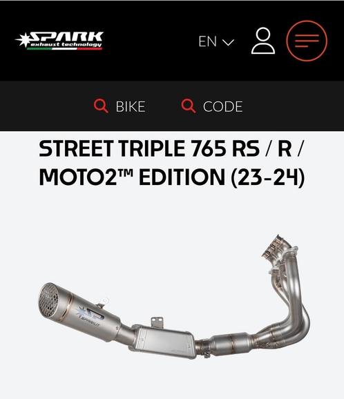Triumph Street Triple 765RS Spark  uitlaat gehomolegeerd, Motoren, Onderdelen | Overige, Nieuw, Ophalen of Verzenden