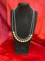 Zwarte Onyx Ketting met Gouden Accenten, Ophalen of Verzenden, Zo goed als nieuw, Zwart