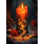 Bougie d'hiver Diamond Painting avec maison 40x30cm (carrée), Hobby & Loisirs créatifs, Enlèvement ou Envoi, Neuf, Bricolage