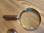 Vergrootglas van hout en messing, Hobby en Vrije tijd, Ophalen of Verzenden, Gebruikt, Vergrootglas of Loep