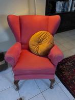 Mooie rode Oorfauteuil, Huis en Inrichting, Ophalen, Hout, Gebruikt, 75 tot 100 cm