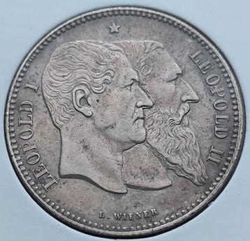 2 Francs 1830-1880 Leopold II / Topkwaliteit !! Dubbele O's 