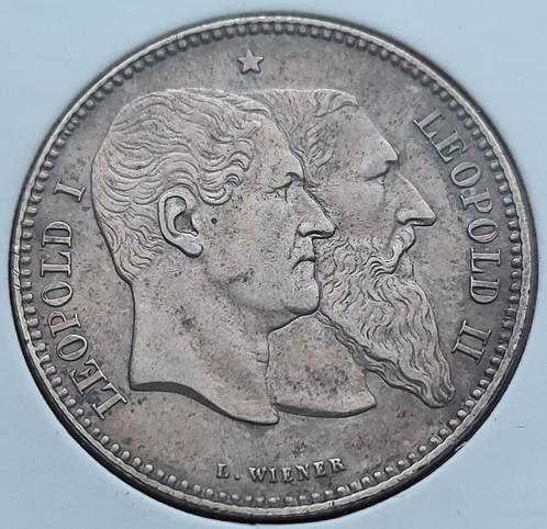2 Francs 1830-1880 Leopold II / Topkwaliteit !! Dubbele O's, Timbres & Monnaies, Monnaies | Belgique, Monnaie en vrac, Argent