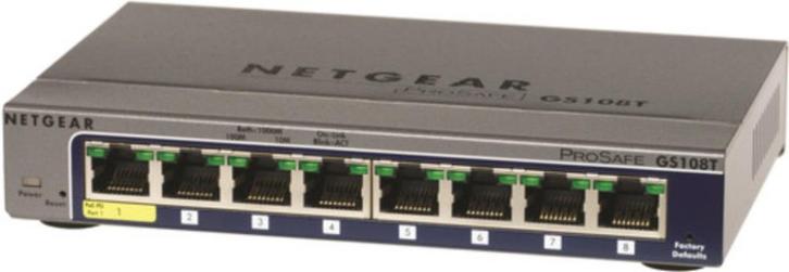 Switch Netgear Prosafe GS108T  8 poorten NIEUWSTAAT, Computers en Software, Netwerk switches, Zo goed als nieuw, Ophalen of Verzenden
