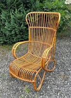Fauteuil en rotin vintage – dossier haut, très bon état, Antiek en Kunst, Ophalen