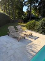 ligzetels teak, Tuin en Terras, Ligbedden, Ophalen, Gebruikt, Hout, Verrijdbaar