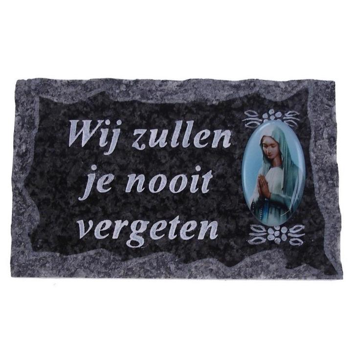 GRAFPLAAT 9X14CM WIJ ZULLEN JE NOOIT VERGETEN, Huis en Inrichting, Overige Huis en Inrichting, Nieuw, Ophalen of Verzenden