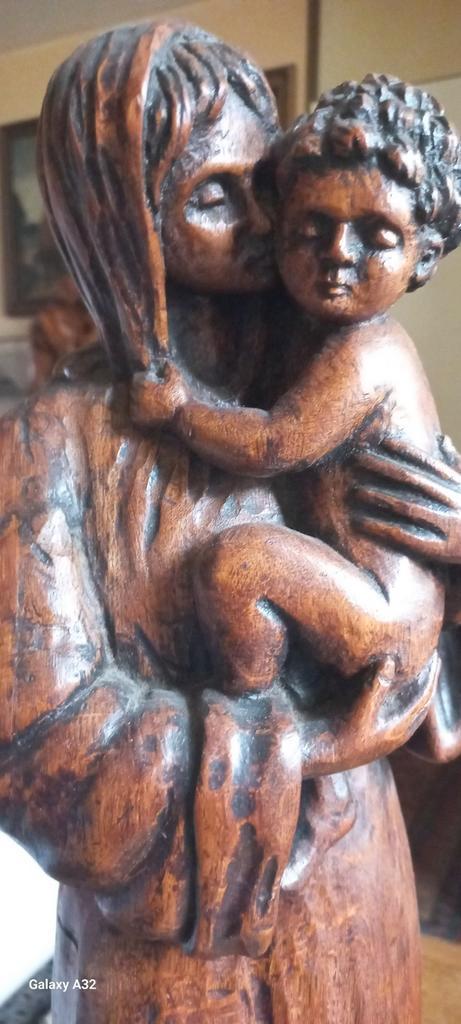 Statue de la Vierge en chêne signée, Antiquités & Art, Antiquités | Objets religieux, Enlèvement