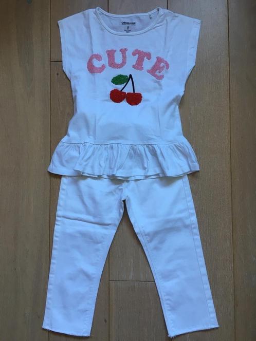 setje broek en t-shirt orchestra wit maat 128, Kinderen en Baby's, Kinderkleding | Maat 128, Zo goed als nieuw, Meisje, Setje