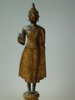 Antiek verguld bronzen THAILAND standing Buddha Bodhisattva, Enlèvement