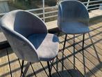 2 fluwelen stoelen “Nina”(Gaston&Hortense), grijs,  52x60x79, Ophalen, Overige materialen, Twee, Zo goed als nieuw
