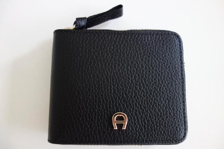 Petit portefeuille dame cuir noir "AIGNER" Envoi compris, Handtassen en Accessoires, Portemonnees, Zo goed als nieuw, Zwart, Leder