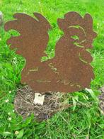 Schitterende haan en kip in gepatineerd metaal, Tuin en Terras, Ophalen of Verzenden, Zo goed als nieuw, Metaal, Dierenbeeld