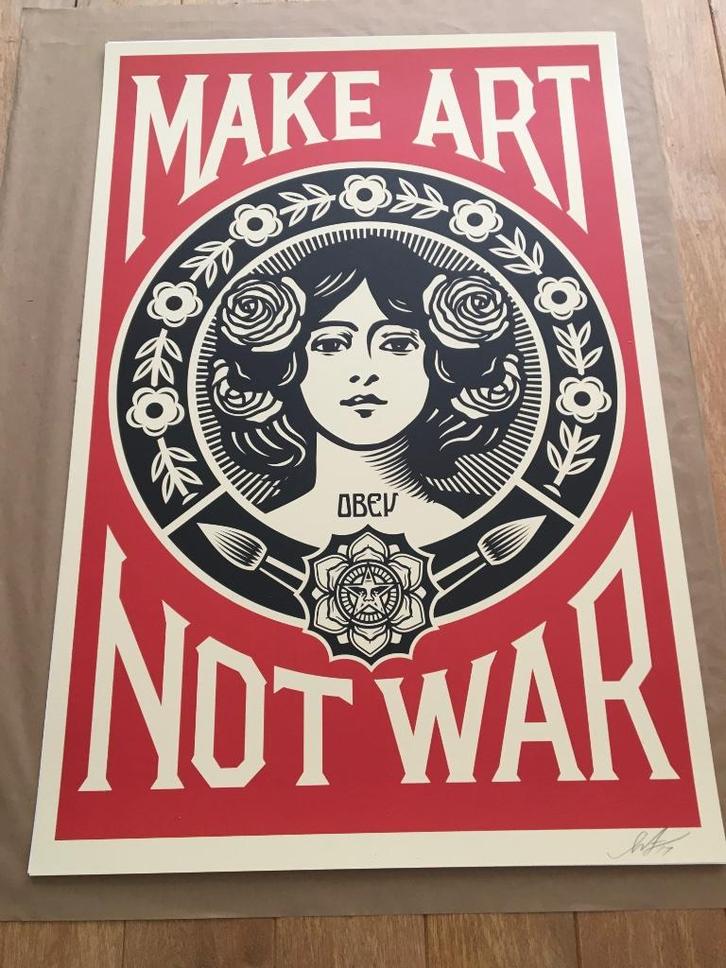 Gesigneerd Shepard Fairey - 2017, Antiek en Kunst, Curiosa en Brocante, Verzenden