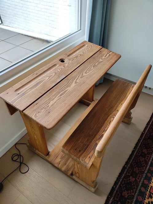 Antiek houten schoolbankje – uniek stuk, Antiek en Kunst, Antiek | Meubels | Tafels, Ophalen