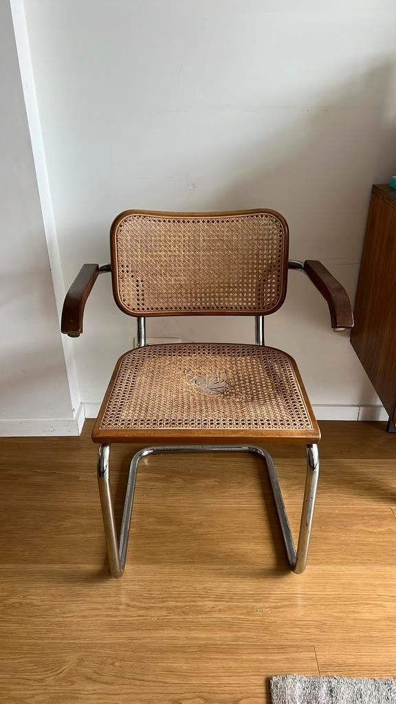 Marcel Breuer B64 cesca chair - Cidue, Huis en Inrichting, Stoelen, Gebruikt, Eén, Hout, Metaal, Riet of Rotan, Bruin, Ophalen