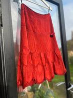 Jupe de luxe Chine collection rouge foncé en daim Pecari T38, Rouge, Taille 38/40 (M), Enlèvement ou Envoi, Porté